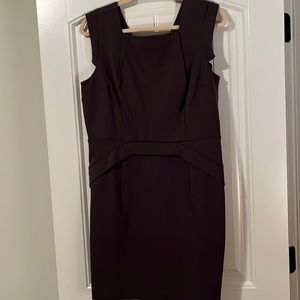 Chocolate brown dress with back zip. Ponte stretch. Made by Jennifer Lopez